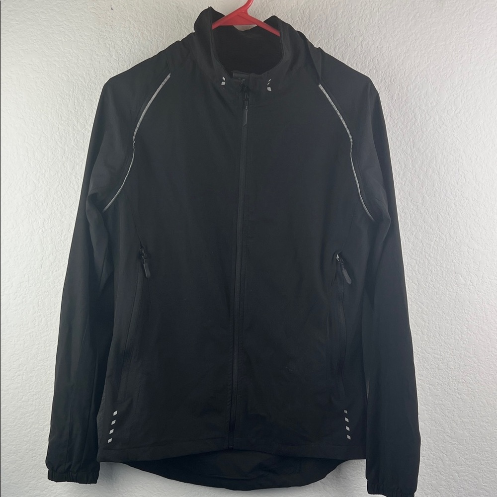 Women's Black Windbreaker Athletic Running Jacket by Moheen Size M